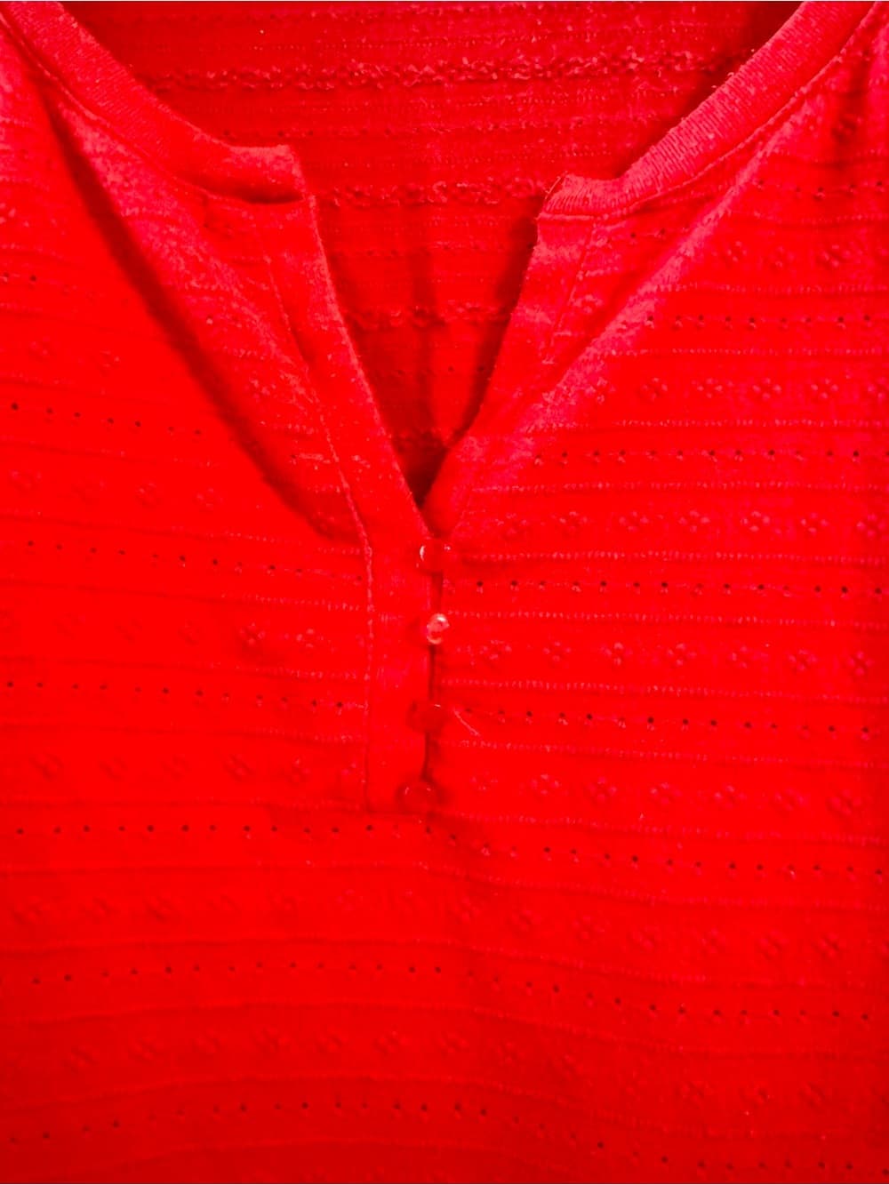White Stag Red Textured Split Neck Top 30W/32W 4X Plus Size - Thumbnail 3