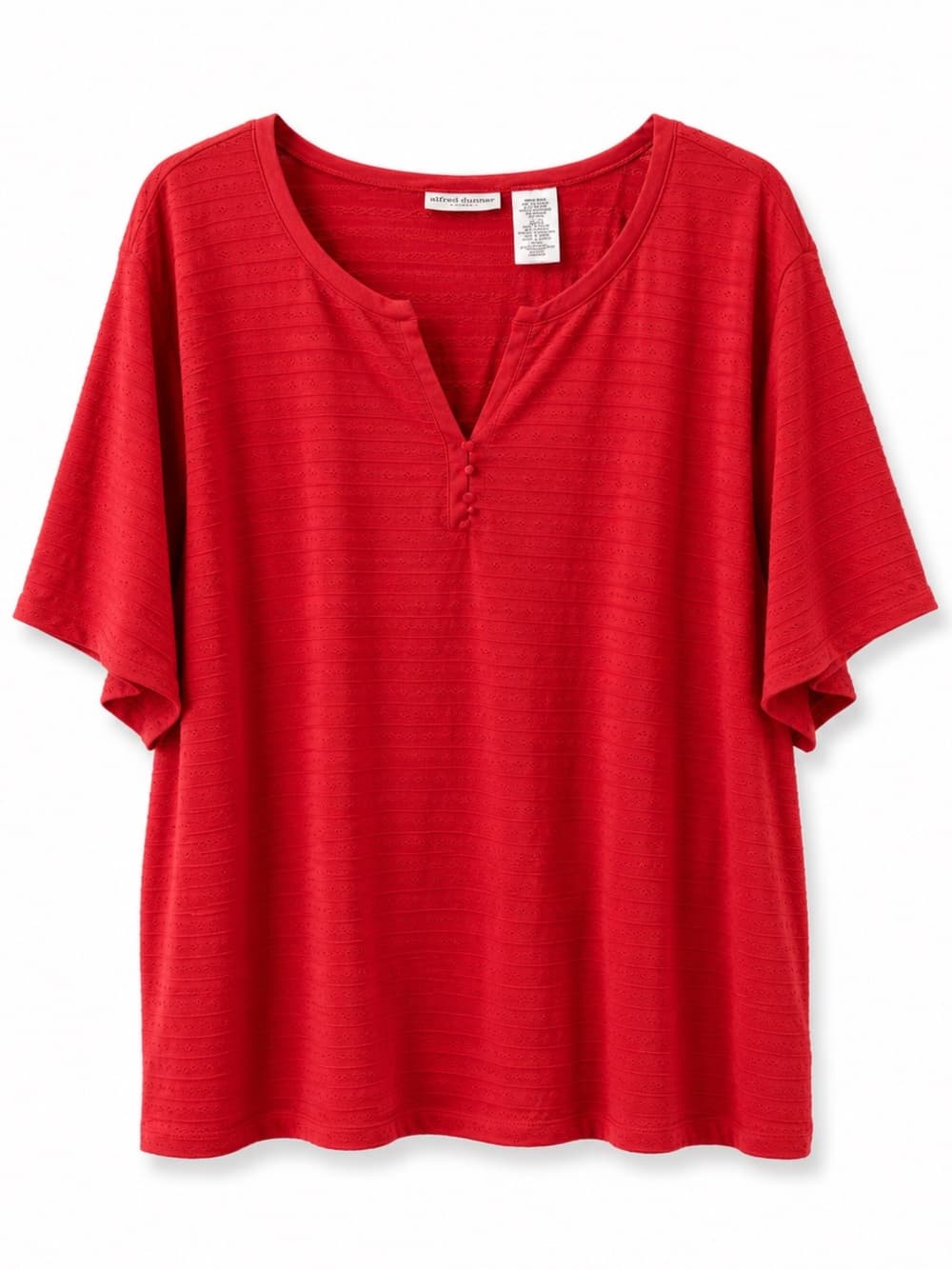 White Stag Red Textured Split Neck Top 30W/32W 4X Plus Size - Thumbnail 8