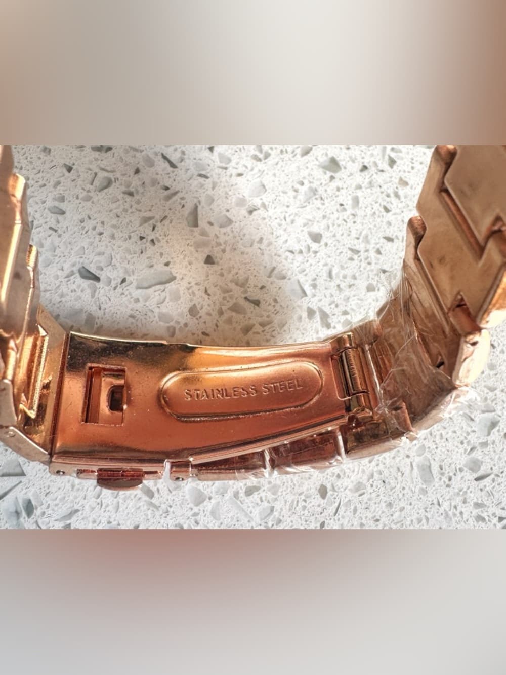 Geneva Stainless Steel Rose Gold Rhinestone Watch Bracelet Style - Thumbnail 3