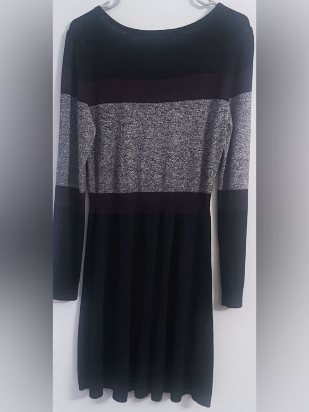 By & By Women's Black Gray Colorblock Long Sleeve Swing Dress Plus Size XXL - Thumbnail 2