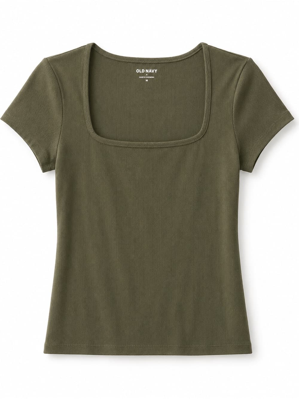 Old Navy Olive Green Ribbed Square Neck Tee Size S - Thumbnail 7
