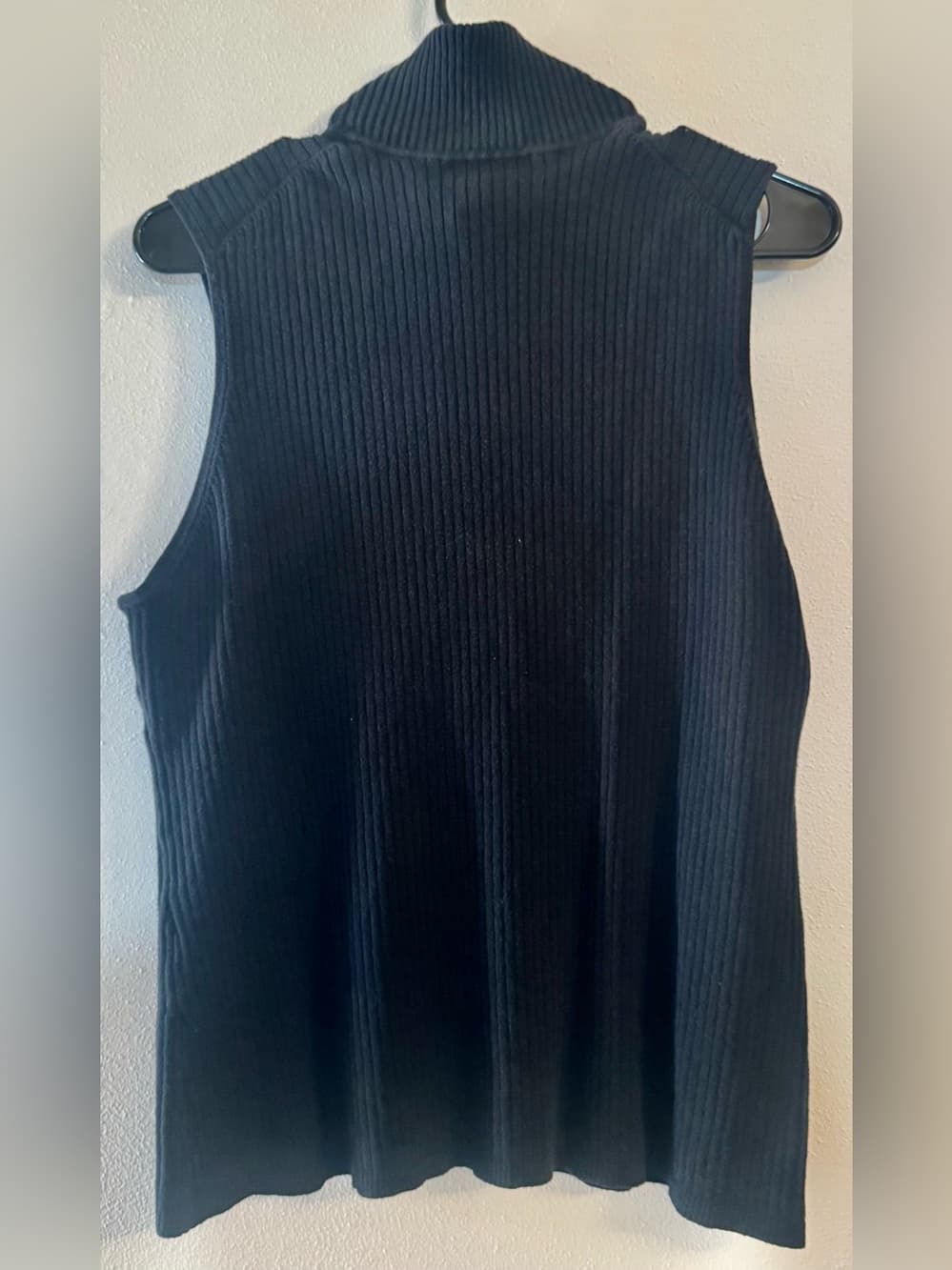 Chico’s Black Ribbed Sleeveless Mock Neck Knit Top XXL - Thumbnail 2