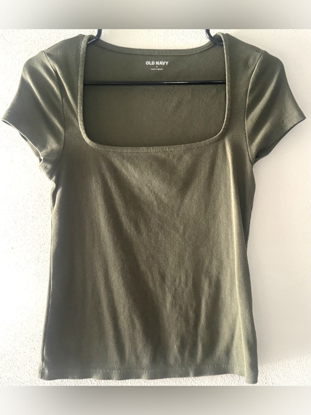Old Navy Olive Green Ribbed Square Neck Tee Size S