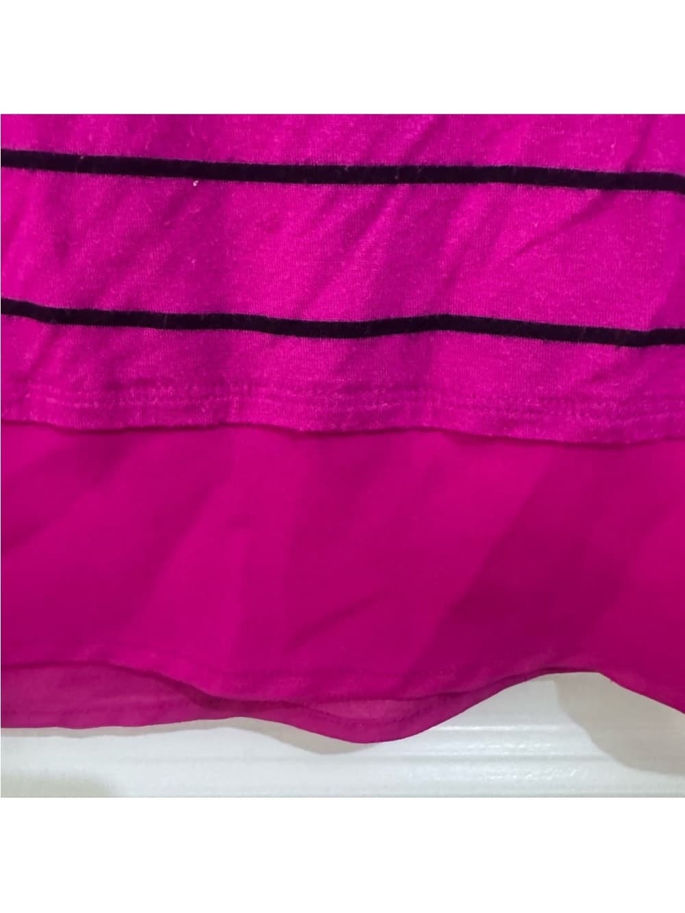 Apt. 9 Women's Pink Black Striped Asymmetrical Tunic Cap Sleeve Petite Size SP - Thumbnail 4