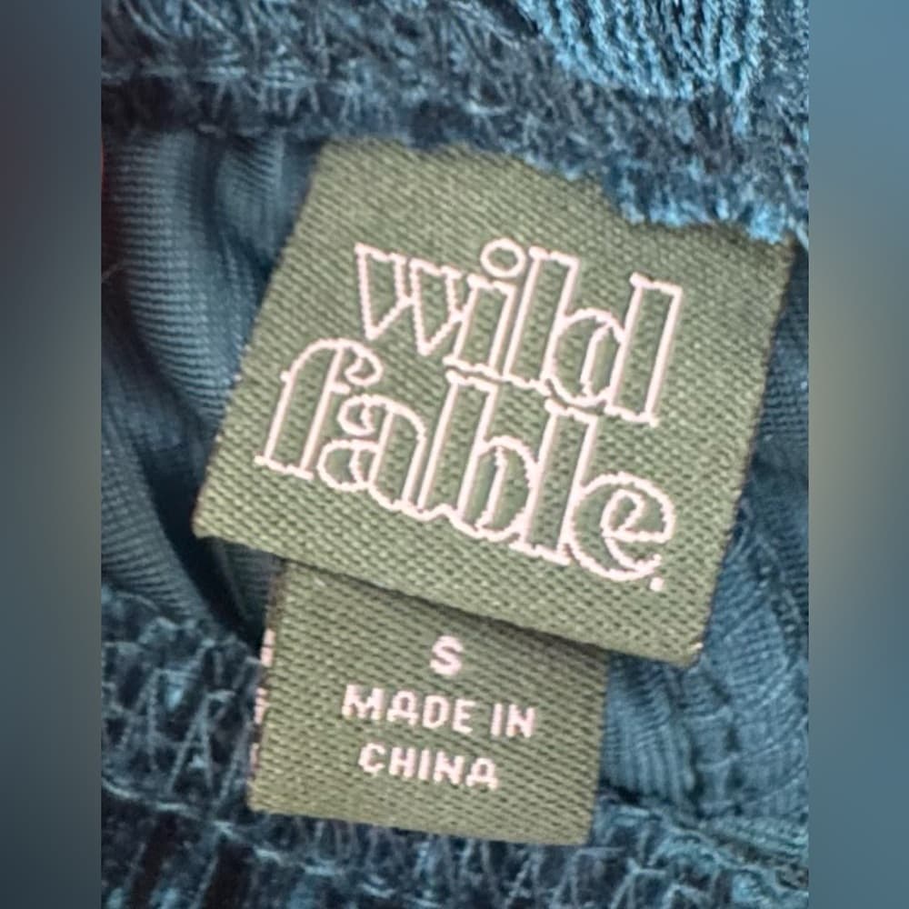 Wild Fable Women's Teal Velvet Ribbed Flare Pull On Pants NWT Size Small - Thumbnail 3
