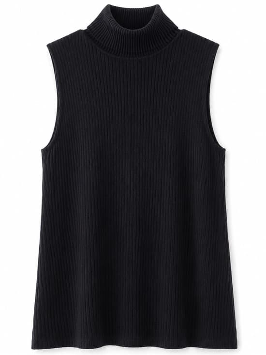 Chico’s Black Ribbed Sleeveless Mock Neck Knit Top XXL - Thumbnail 7