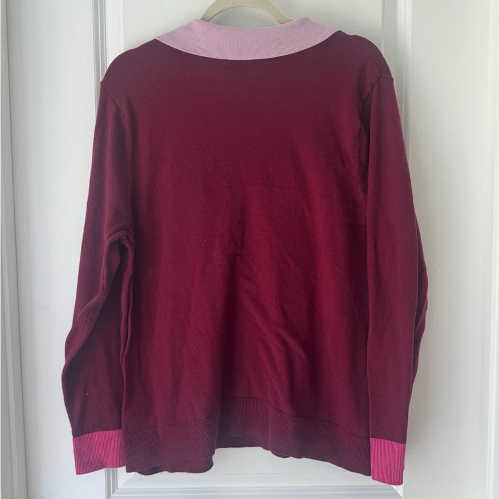 Croft & Barrow Burgundy Pink Rugby Sweater XXL Plus Size Collared Knit - Thumbnail 2