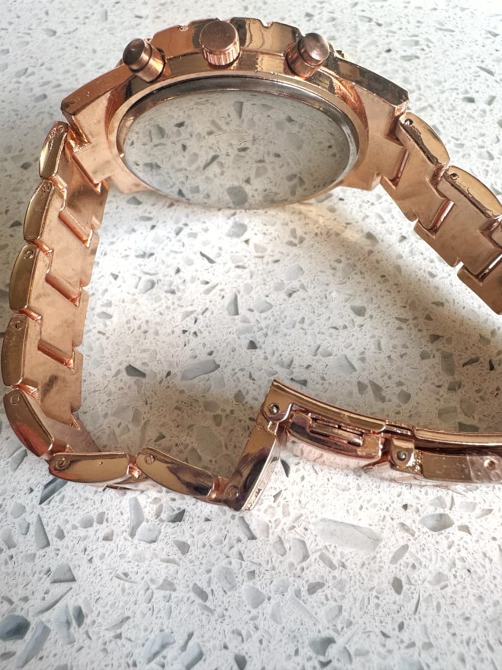 Geneva Stainless Steel Rose Gold Rhinestone Watch Bracelet Style - Thumbnail 5