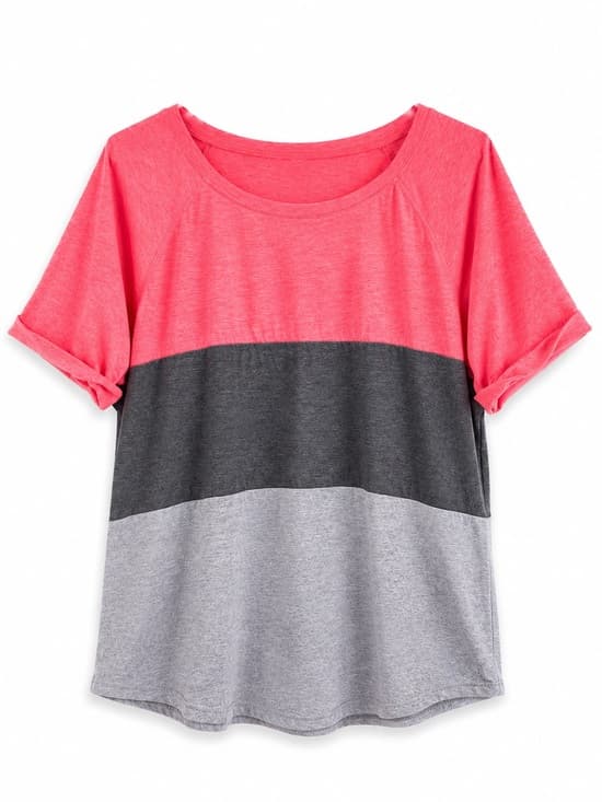 No Label Coral Pink Gray Colorblock Tee 20W Plus Size Short Sleeve - Thumbnail 8