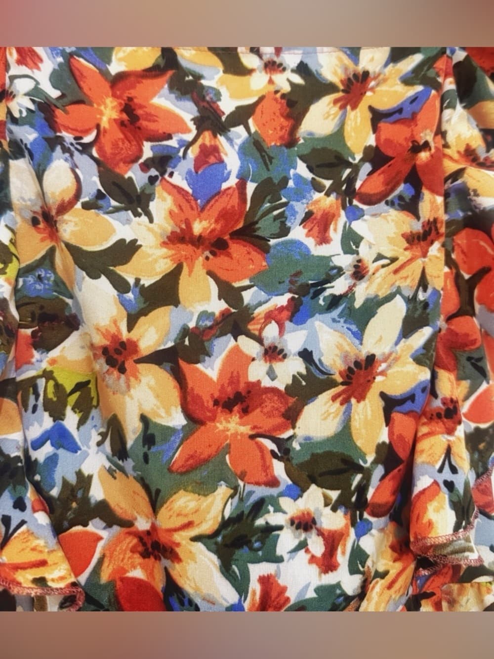 Women's Multicolor Floral Ruffle Strap Romper Tie Waist Sleeveless Size Small - Thumbnail 3