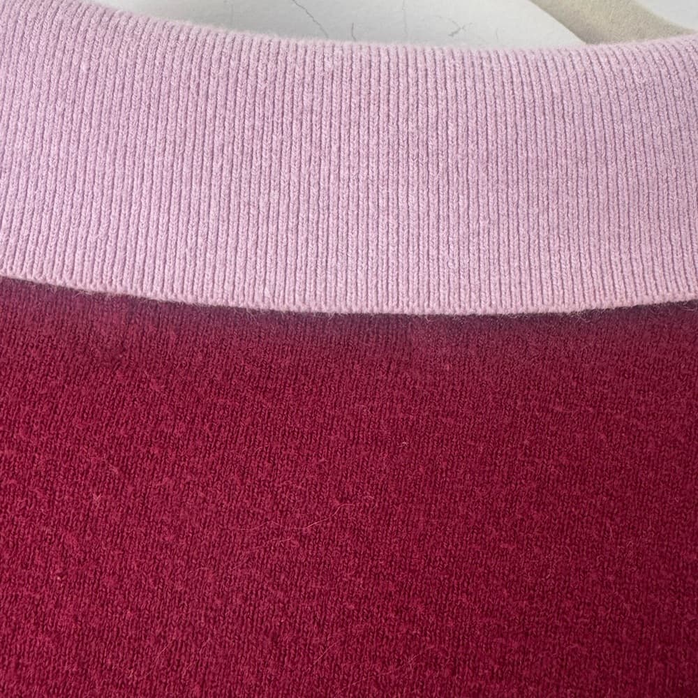 Croft & Barrow Burgundy Pink Rugby Sweater XXL Plus Size Collared Knit - Thumbnail 5