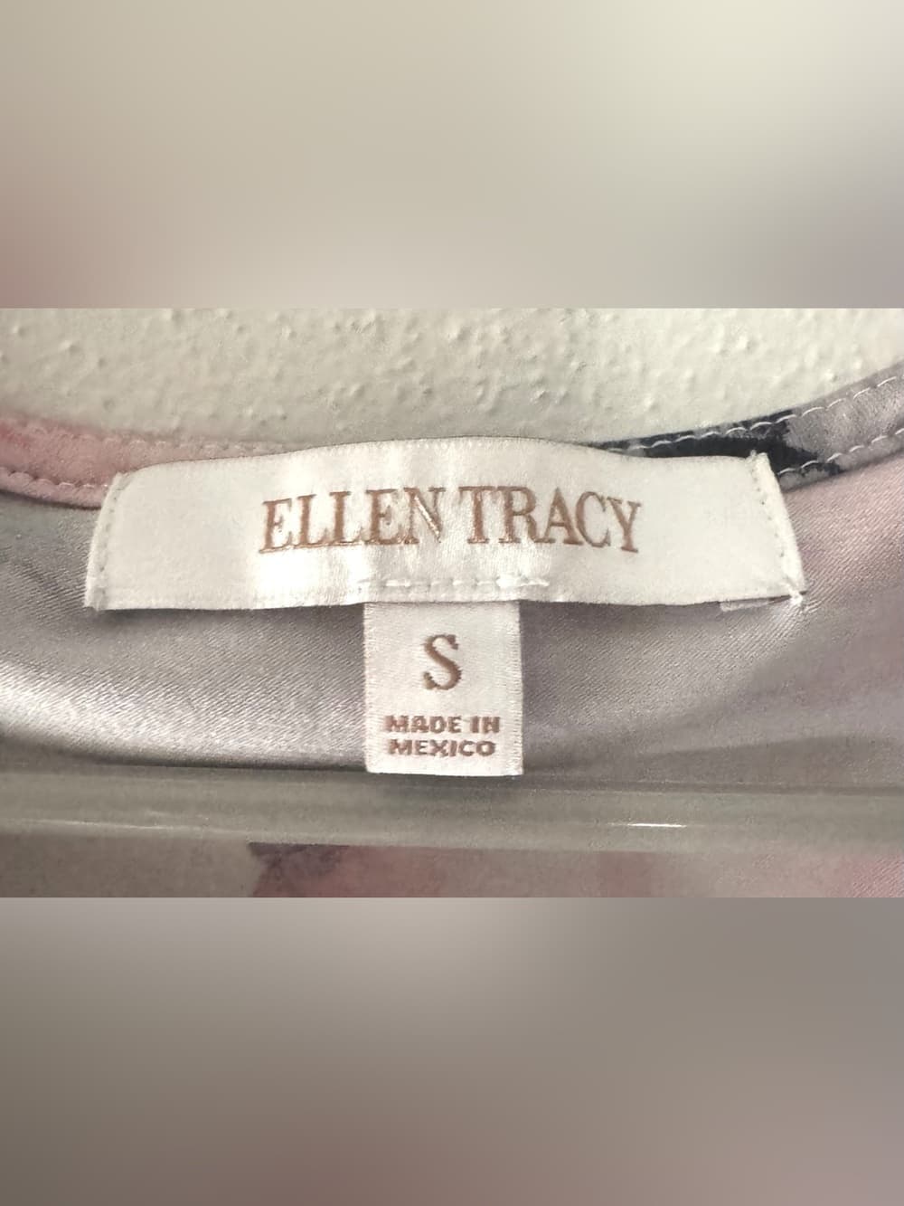 Ellen Tracy Women's Pink Black Watercolor Floral Long Sleeve Blouse Size Small - Thumbnail 4