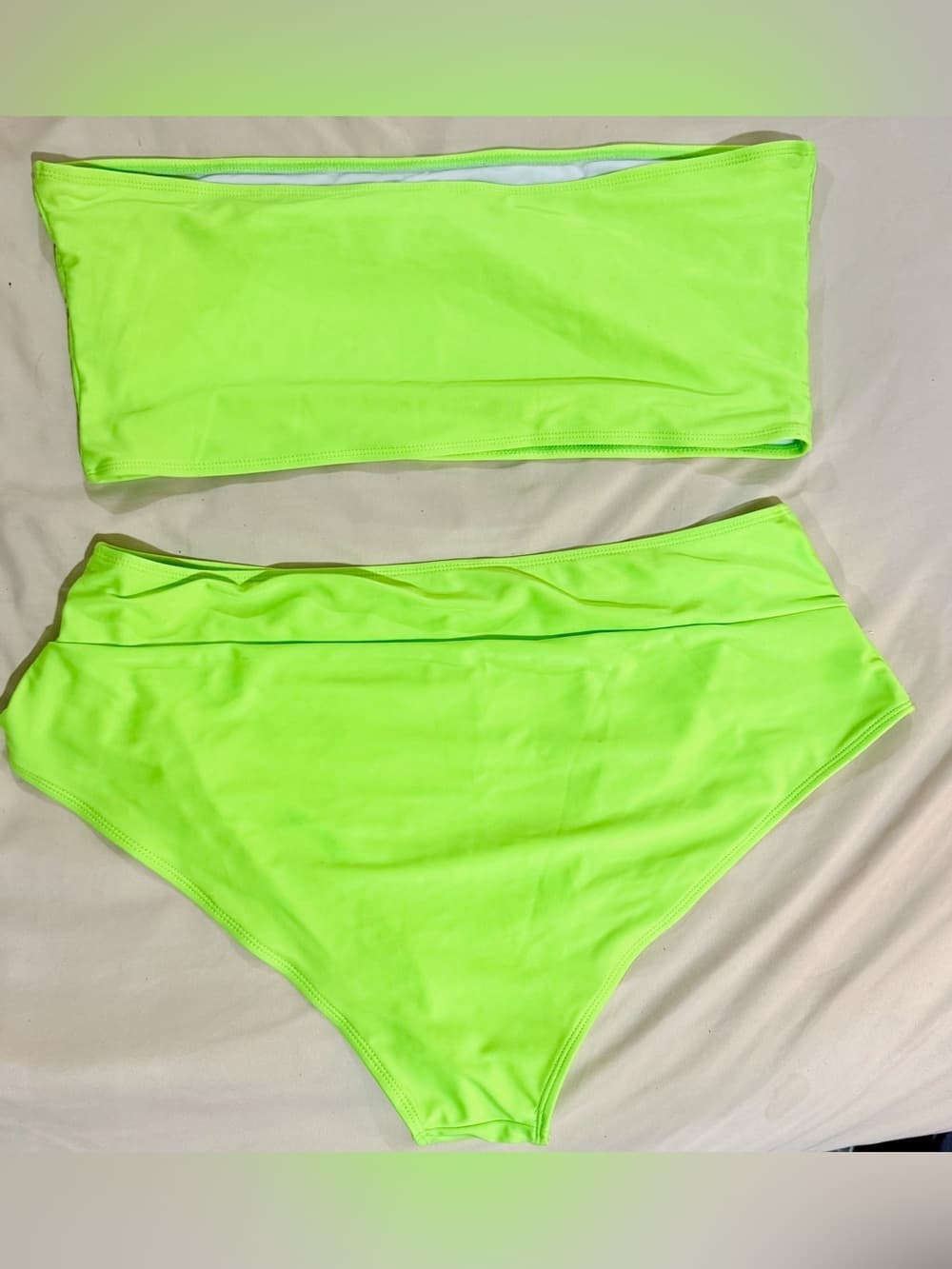 Neon Green Bandeau Bikini Set 3XL - Thumbnail 2
