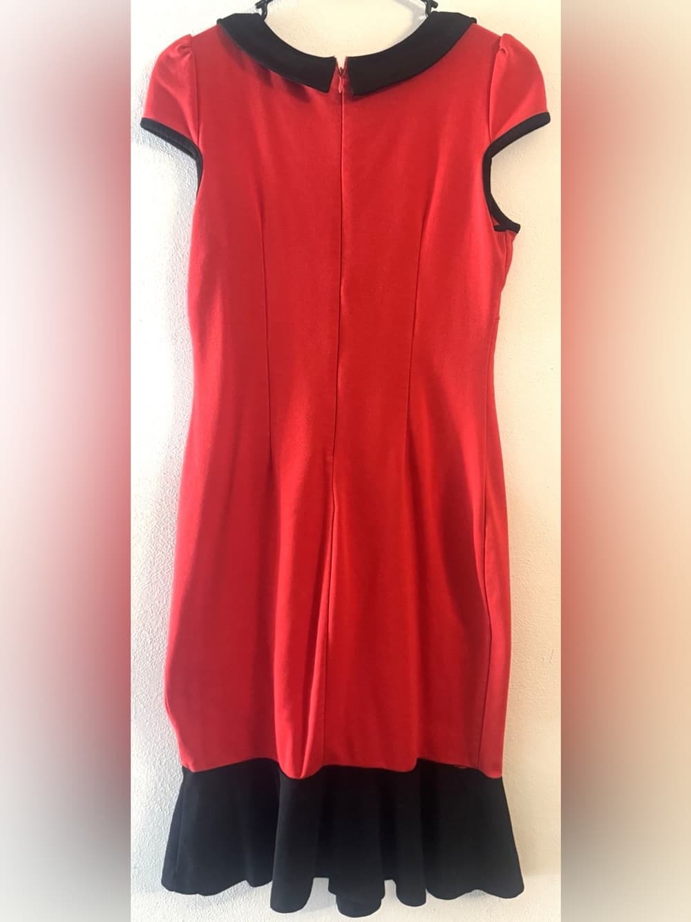 Nice-Forever Women's Red Black Trim Cap Sleeve Fit & Flare Midi Dress Size Large - Thumbnail 2