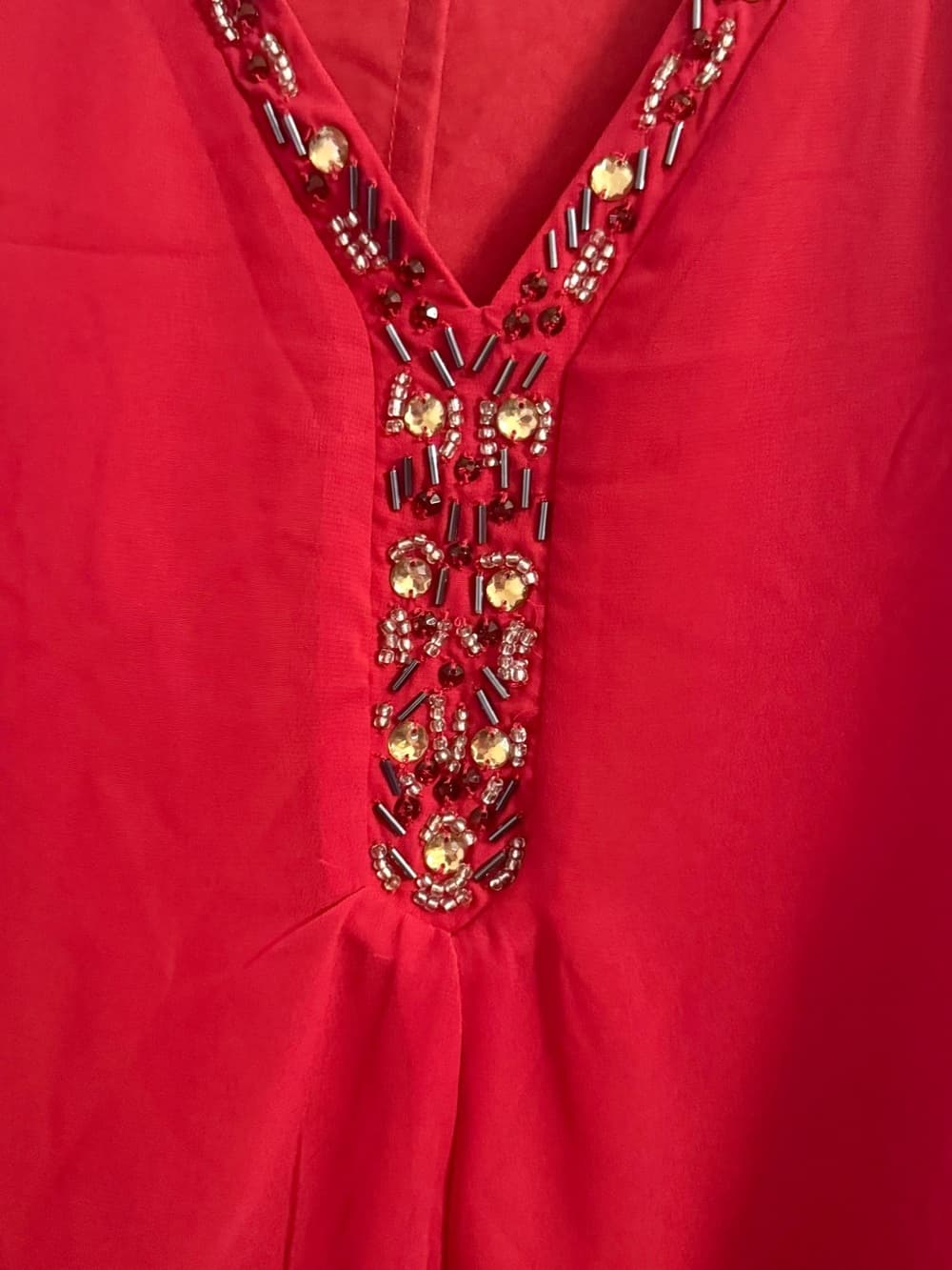 Jaclyn Smith Women's Red Jeweled V-Neck Long Sleeve Blouse Plus Size 2X - Thumbnail 3