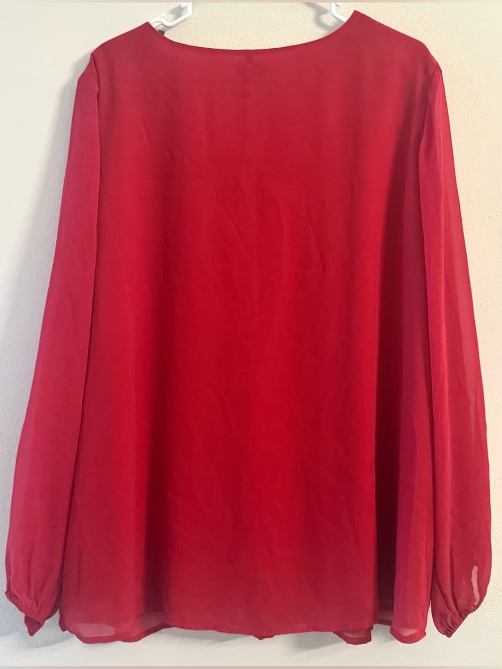 Jaclyn Smith Women's Red Jeweled V-Neck Long Sleeve Blouse Plus Size 2X - Thumbnail 2