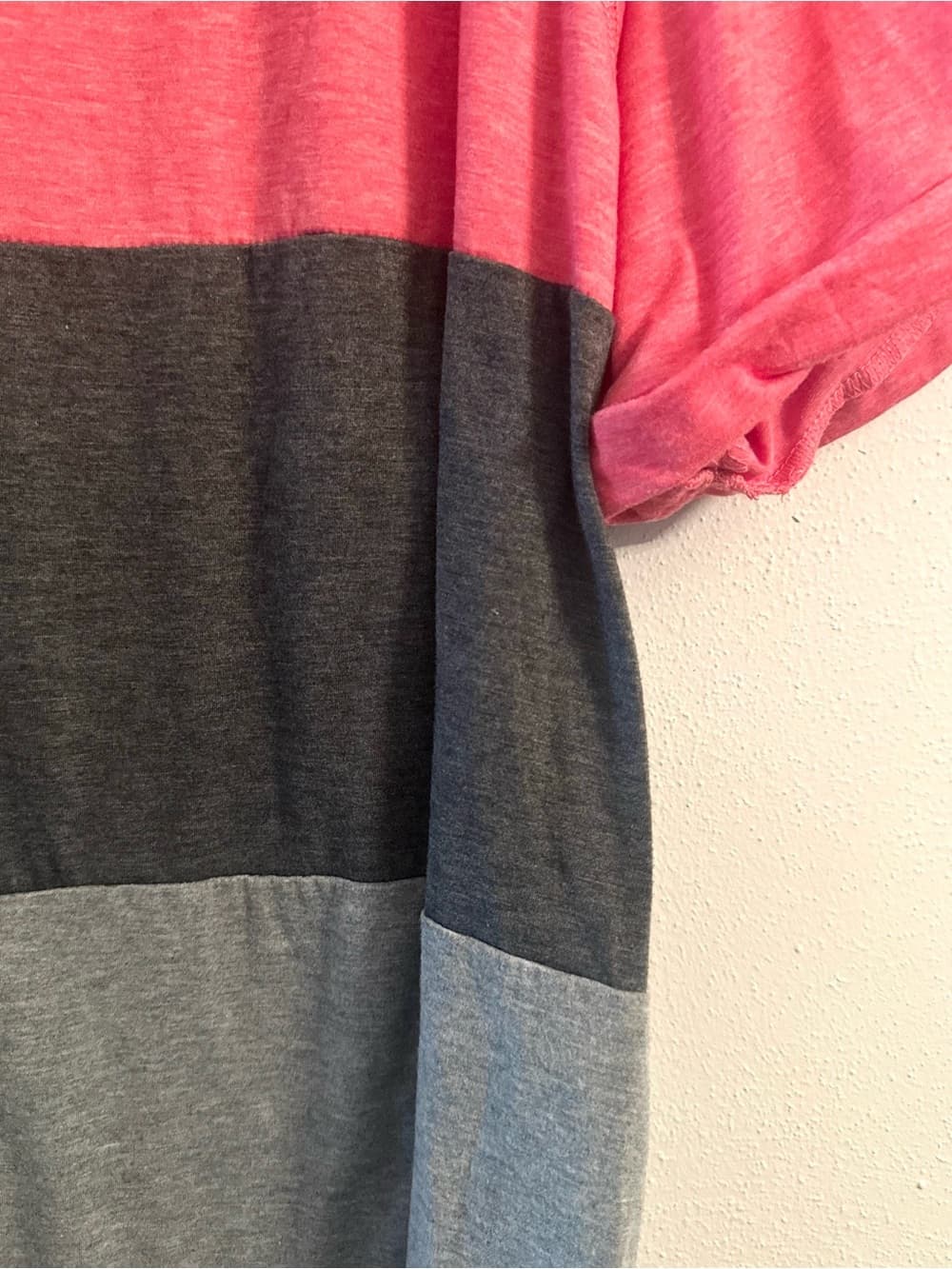 No Label Coral Pink Gray Colorblock Tee 20W Plus Size Short Sleeve - Thumbnail 3