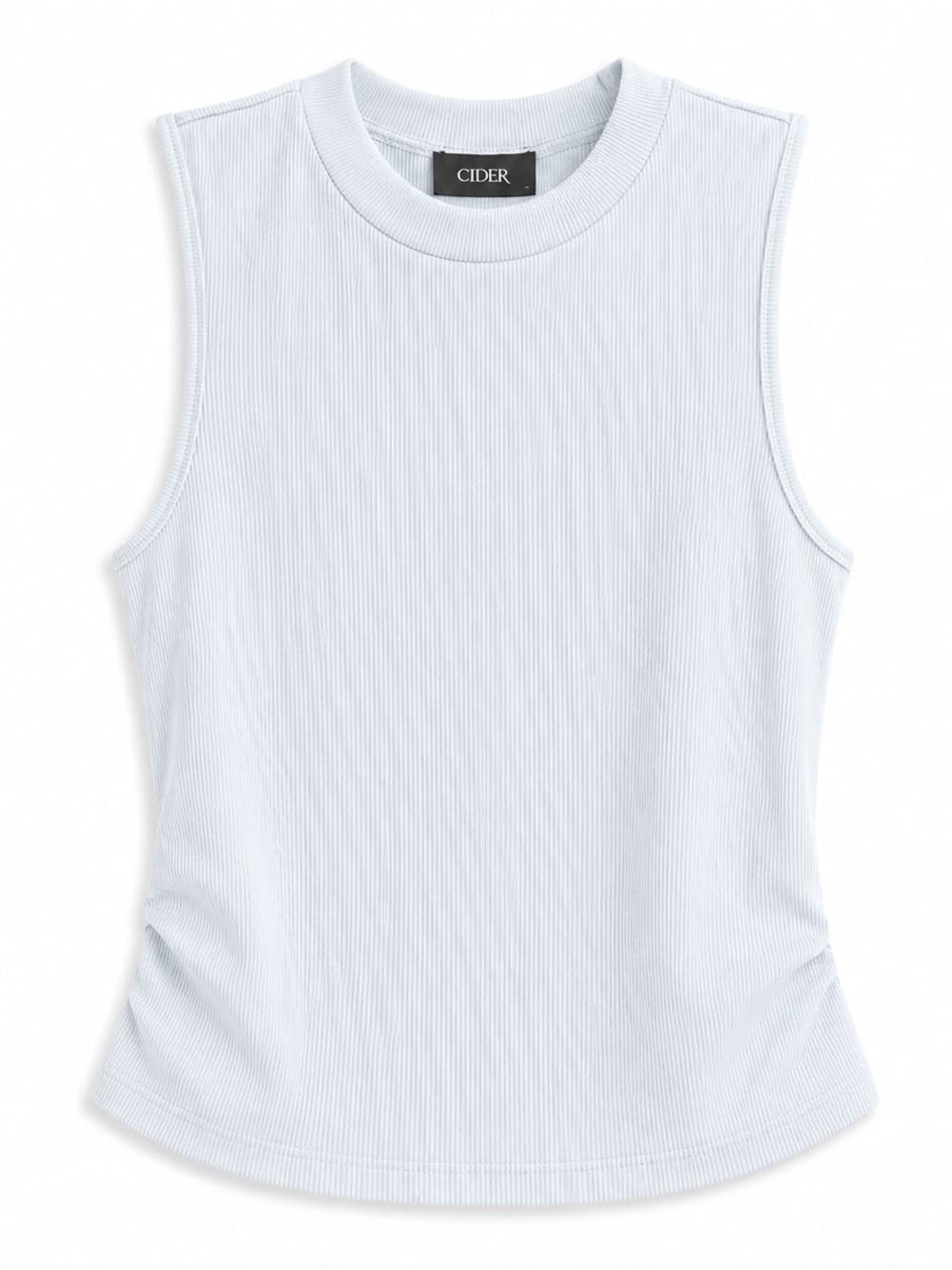 Cider Light Blue Ribbed Sleeveless Tank S - Thumbnail 7