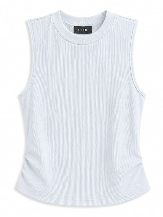 Cider Light Blue Ribbed Sleeveless Tank S - Thumbnail 8