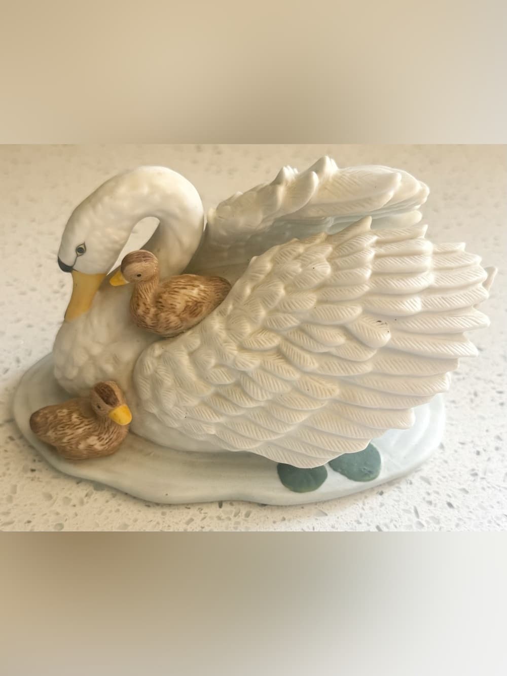 Vintage Ceramic White Swan Mother Baby Figurine Bird Home Decor Collectible - Thumbnail 2