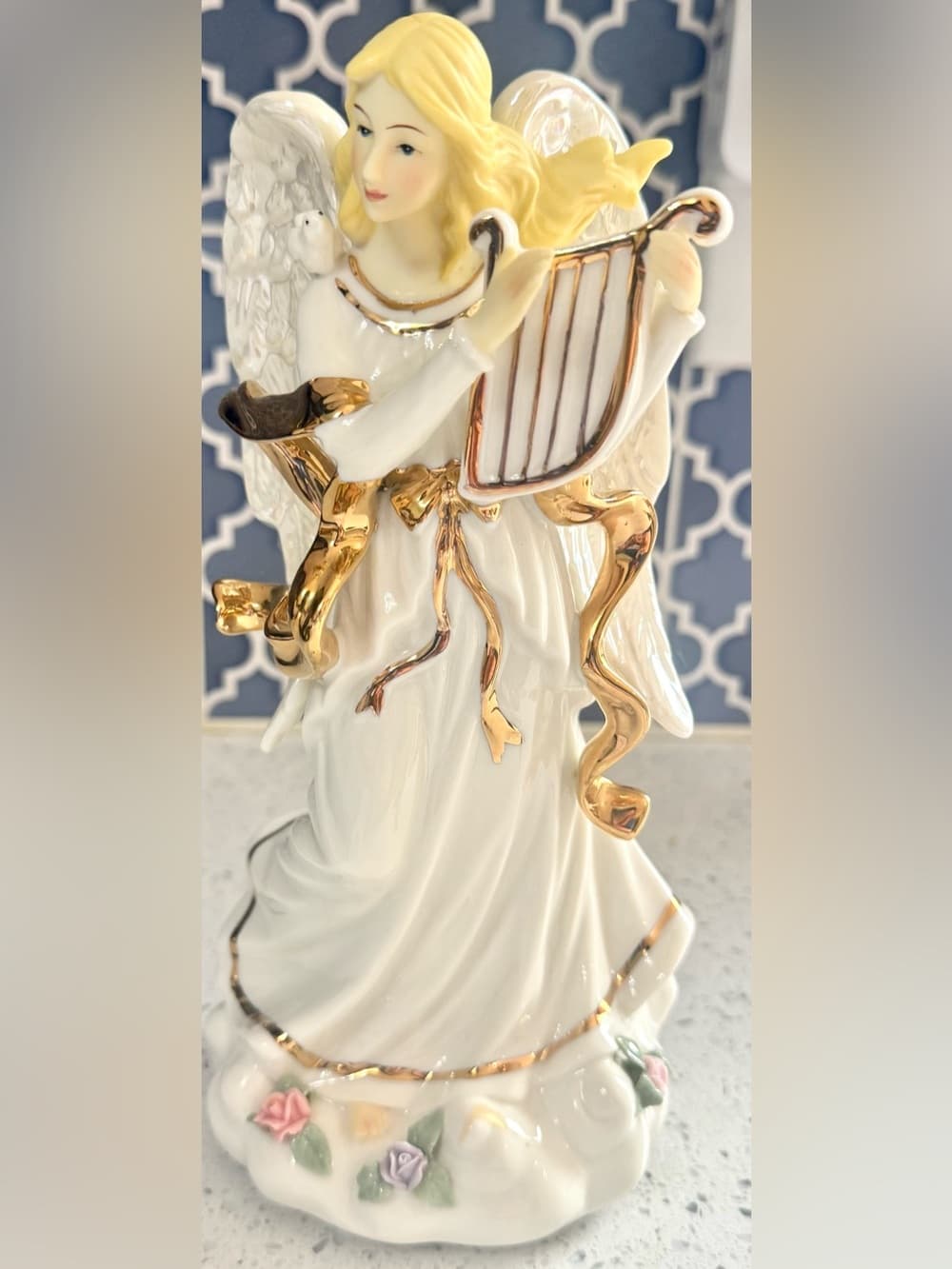 Sankyo Angel Harp Music Box Figurine Fur Elise Working Collectible