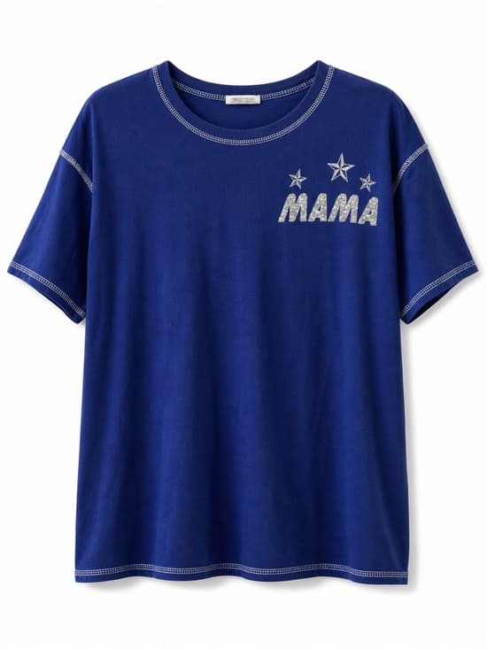 Fantastic Fawn Blue Mama Graphic Tee Approx XL Short Sleeve Stretch Top - Thumbnail 8