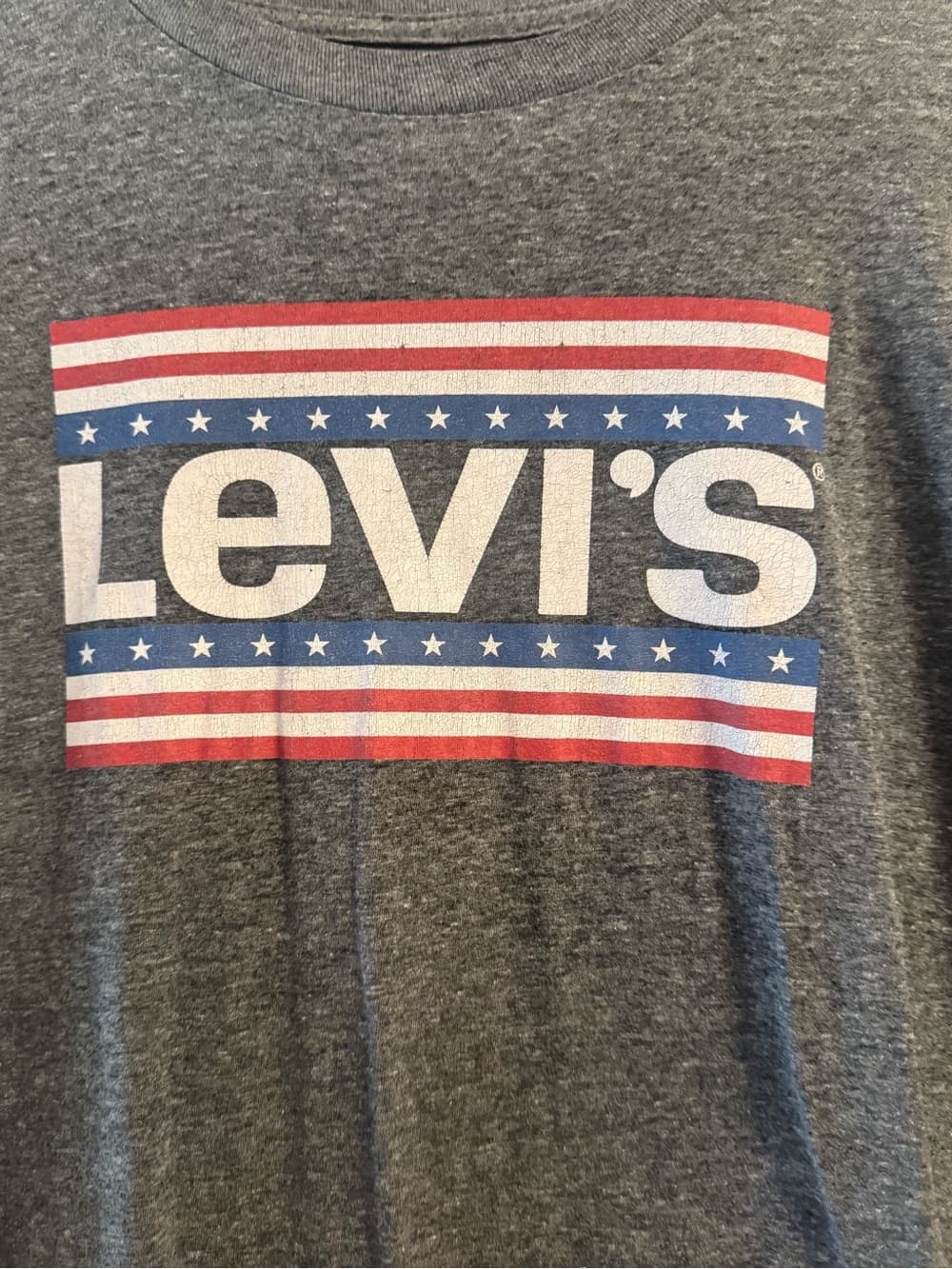 Levi's Heather Gray Patriotic Logo Graphic Tee Men's Large - Thumbnail 3
