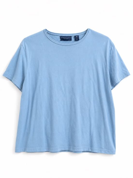 Karen Scott Women's Light Blue Cotton Short Sleeve Sport Tee Plus Size 1X - Thumbnail 8