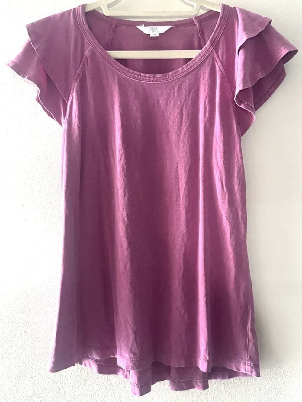 Time and Tru Purple Flutter Sleeve Top Modal Cotton Size M