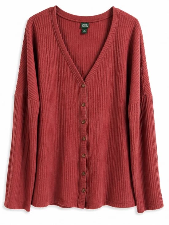 Wild Fable Wild Fable Ribbed Button Front Cardigan XXL Rust Lightweight - Thumbnail 8