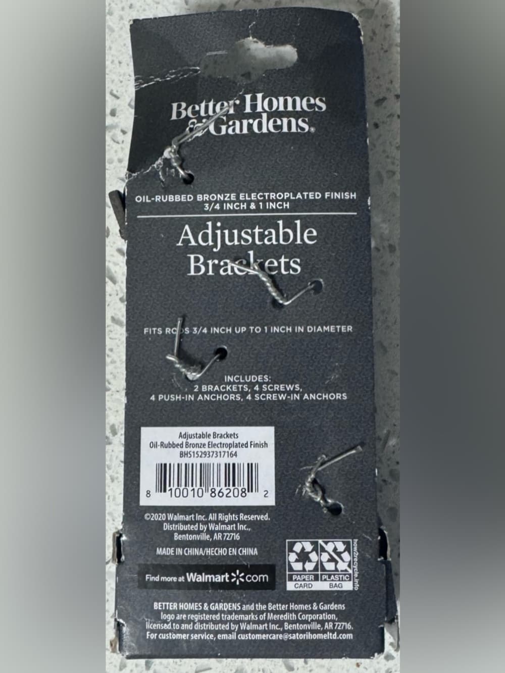 Better Homes & Gardens Adjustable Curtain Rod Brackets Bronze Set New - Thumbnail 2