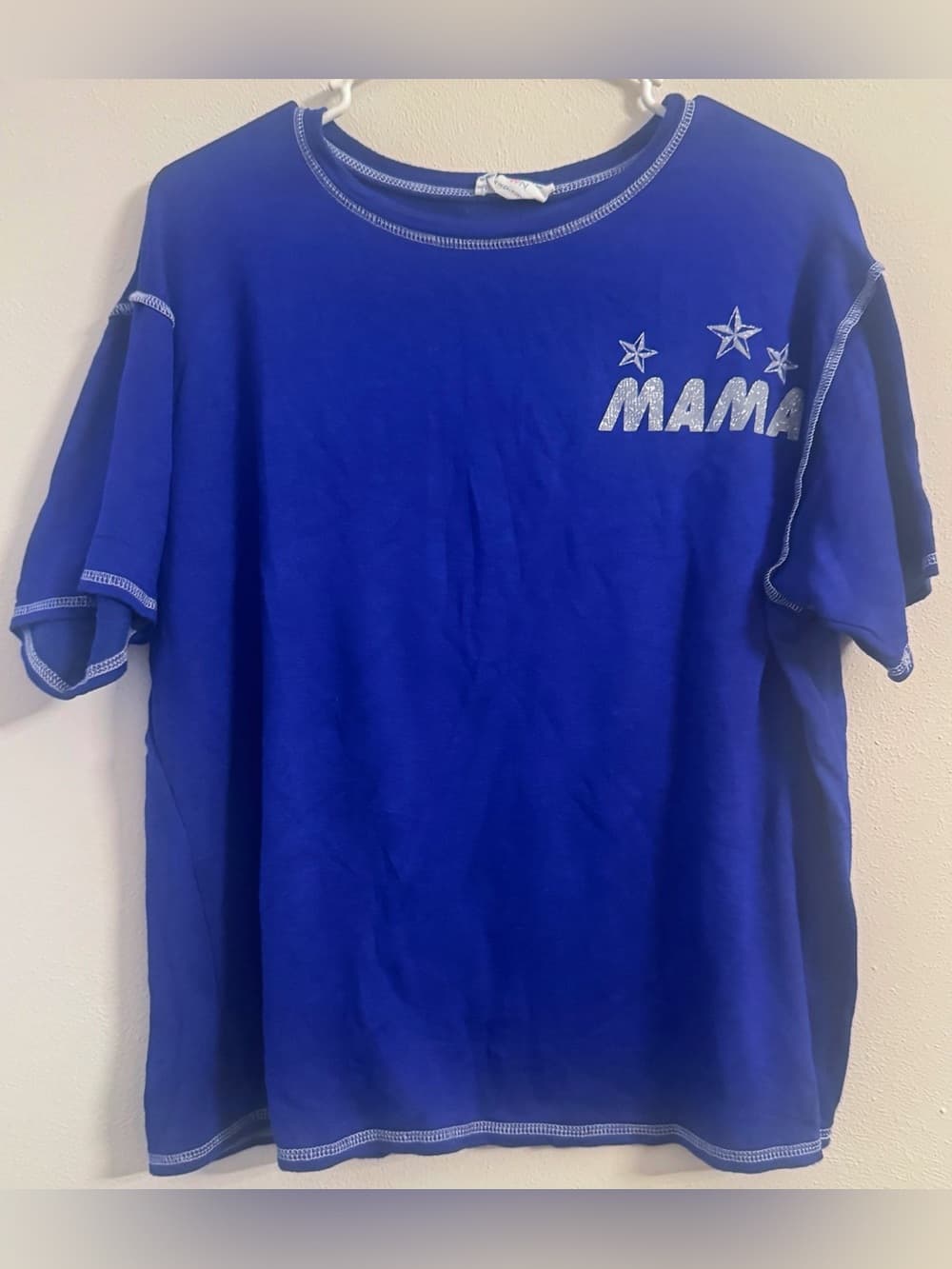 Fantastic Fawn Blue Mama Graphic Tee Approx XL Short Sleeve Stretch Top