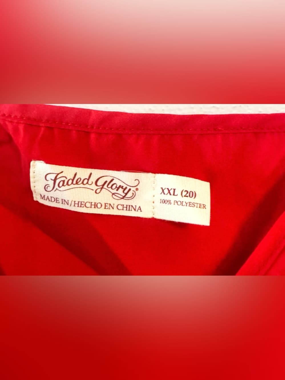 NWT Faded Glory Red Cami Tank XXL Plus Size Flowy Adjustable Strap - Thumbnail 5