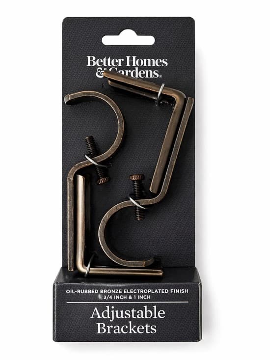 Better Homes & Gardens Adjustable Curtain Rod Brackets Bronze Set New - Thumbnail 5