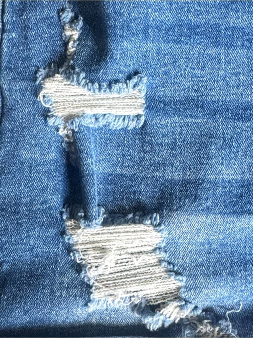 SHEIN High Waisted Ripped Denim Shorts Size 6 Stretch Cuffed Blue y2k - Thumbnail 5