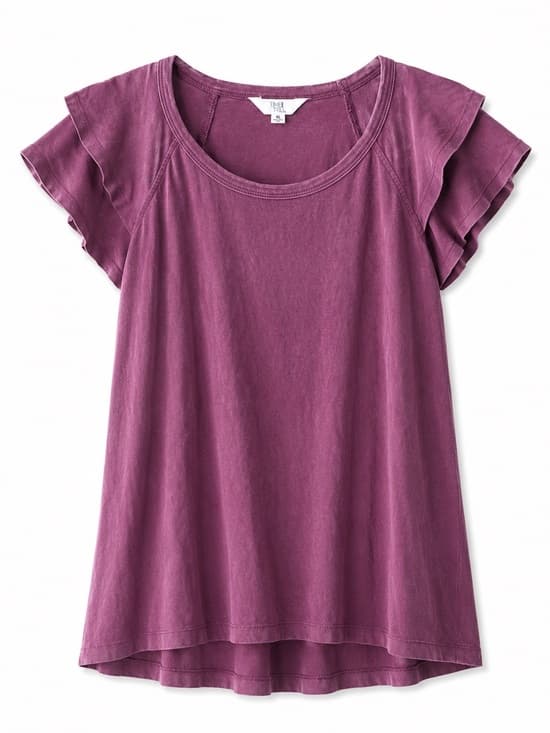Time and Tru Purple Flutter Sleeve Top Modal Cotton Size M - Thumbnail 8