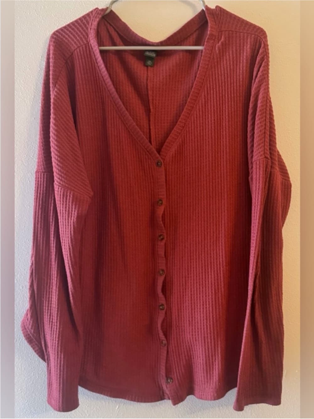Wild Fable Wild Fable Ribbed Button Front Cardigan XXL Rust Lightweight