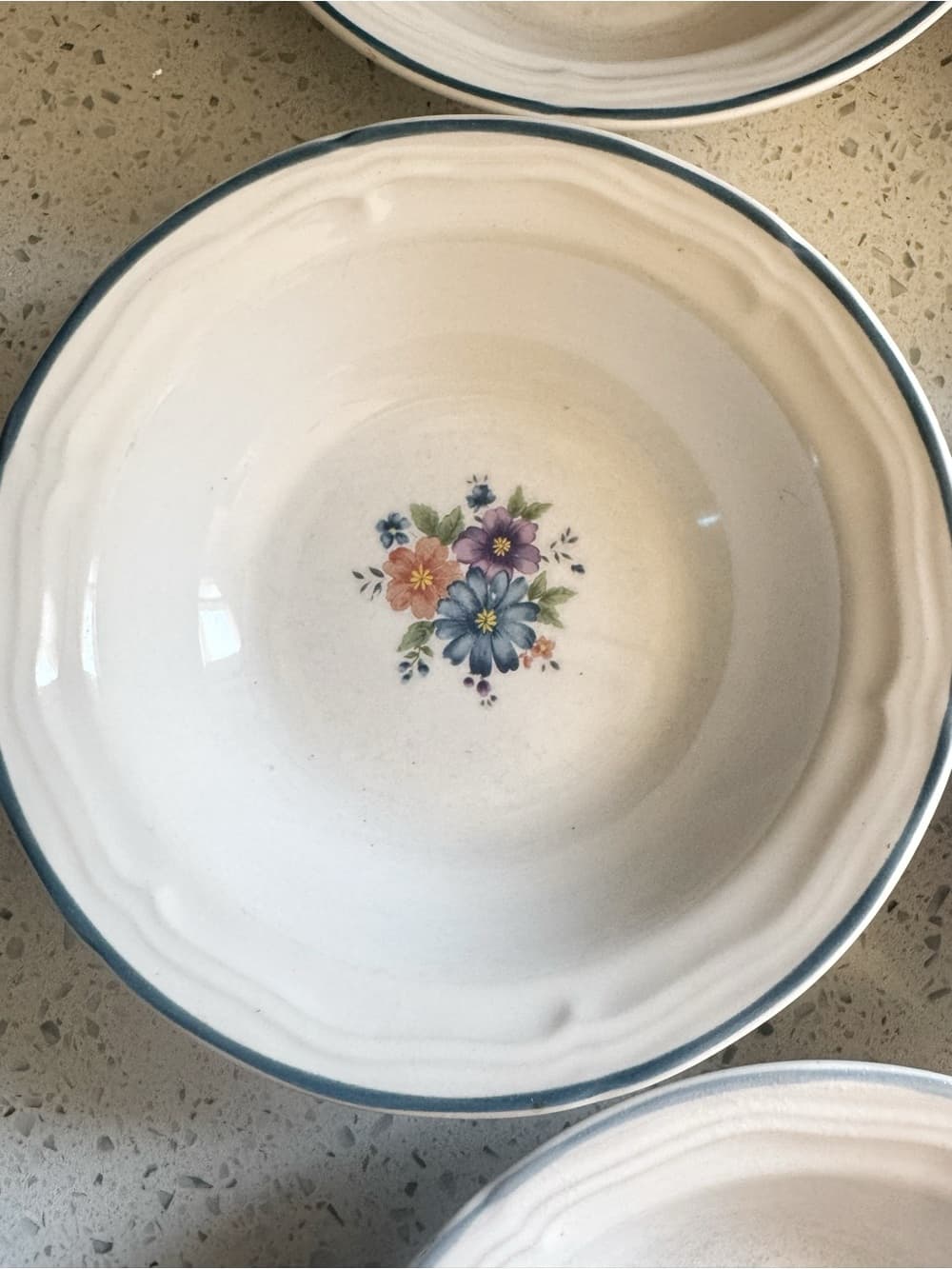 Provincial Bouquet Thailand Stoneware Floral Cereal Bowls Set of 5 - Thumbnail 2