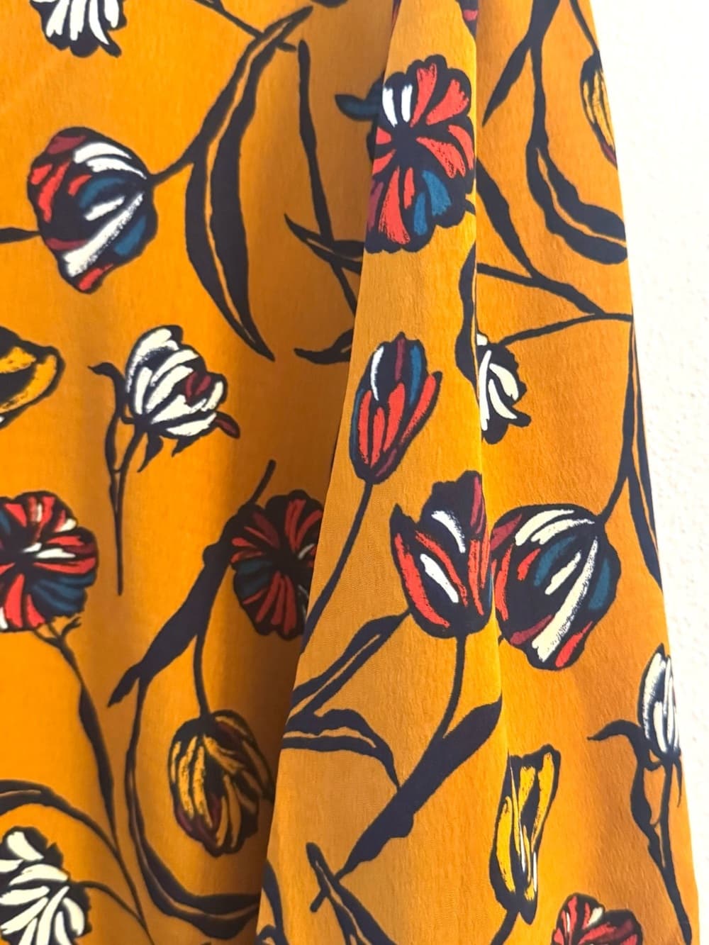 Maurices Mustard Floral Print Tie Cuff Long Sleeve Blouse XL - Thumbnail 3
