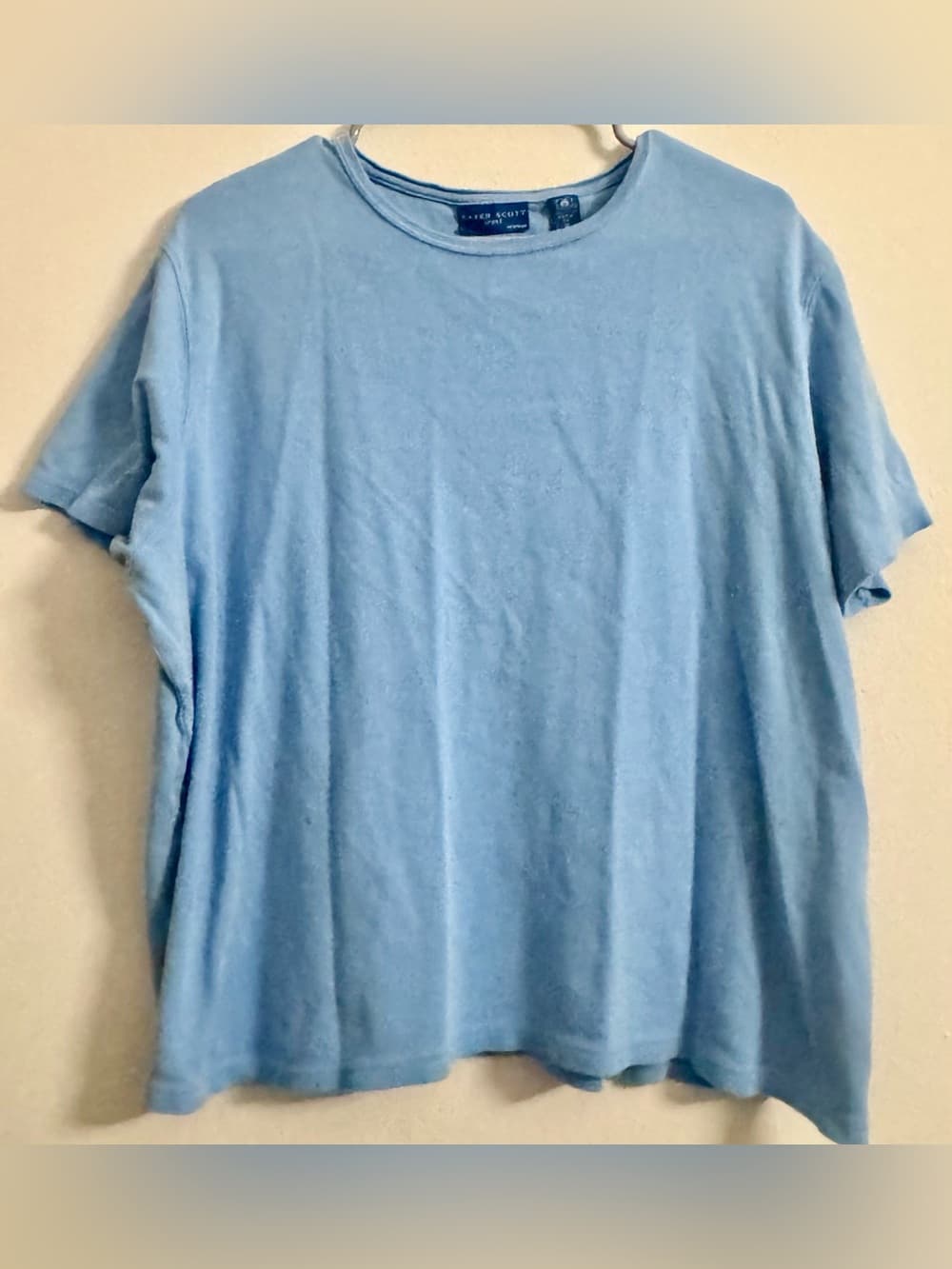 Karen Scott Women's Light Blue Cotton Short Sleeve Sport Tee Plus Size 1X
