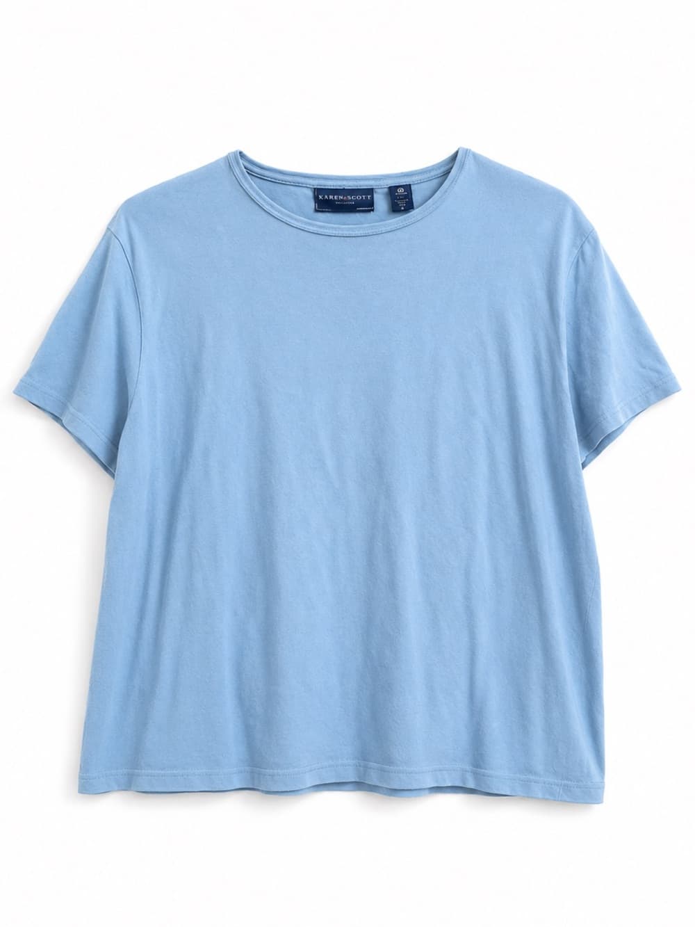 Karen Scott Women's Light Blue Cotton Short Sleeve Sport Tee Plus Size 1X - Thumbnail 7