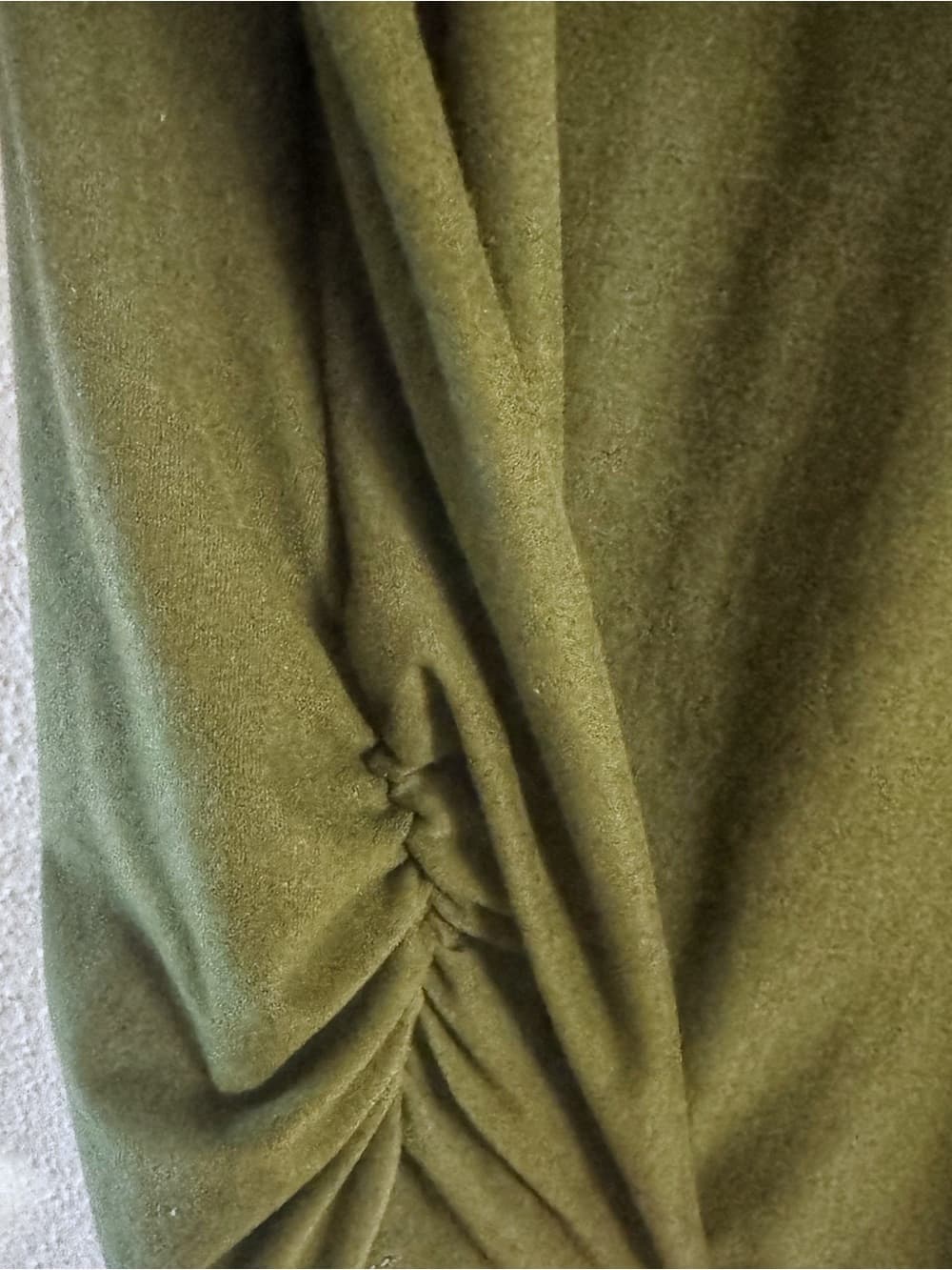 Olive Green Lace Back Blouse XL 3/4 Sleeve Ruched Casual Boho Top - Thumbnail 3