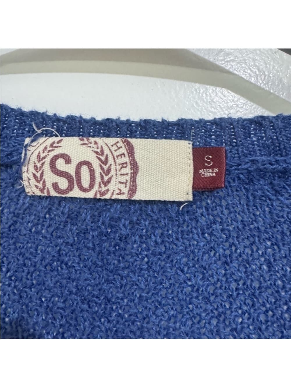SO Blue Textured Knit Open Front Long Cardigan S - Thumbnail 3