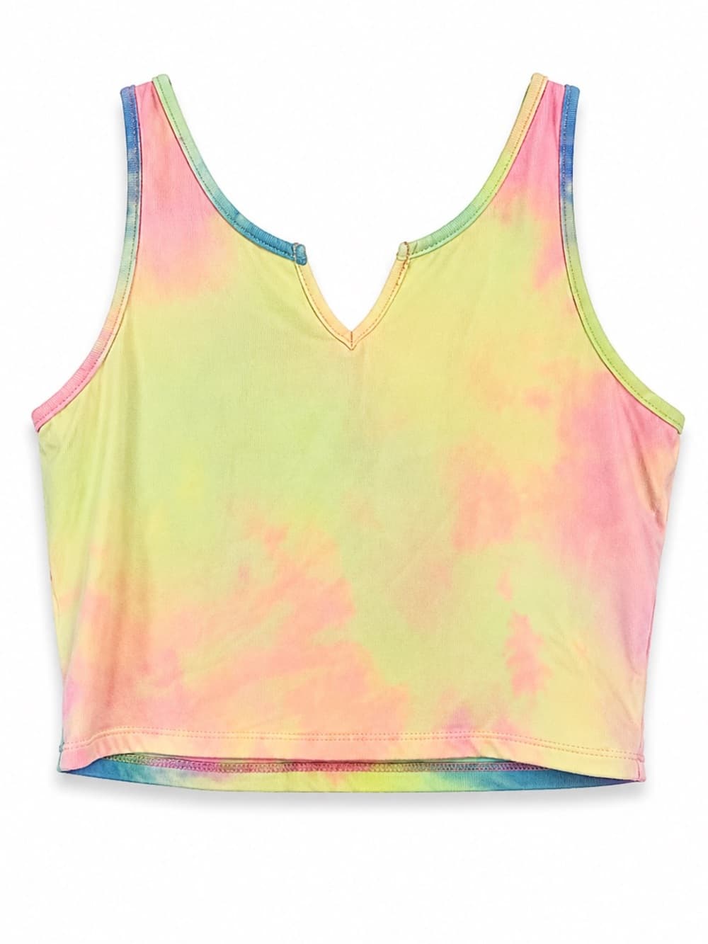 Pastel Tie Dye Cropped Tank Top Size S V Neck Sleeveless Stretch - Thumbnail 5