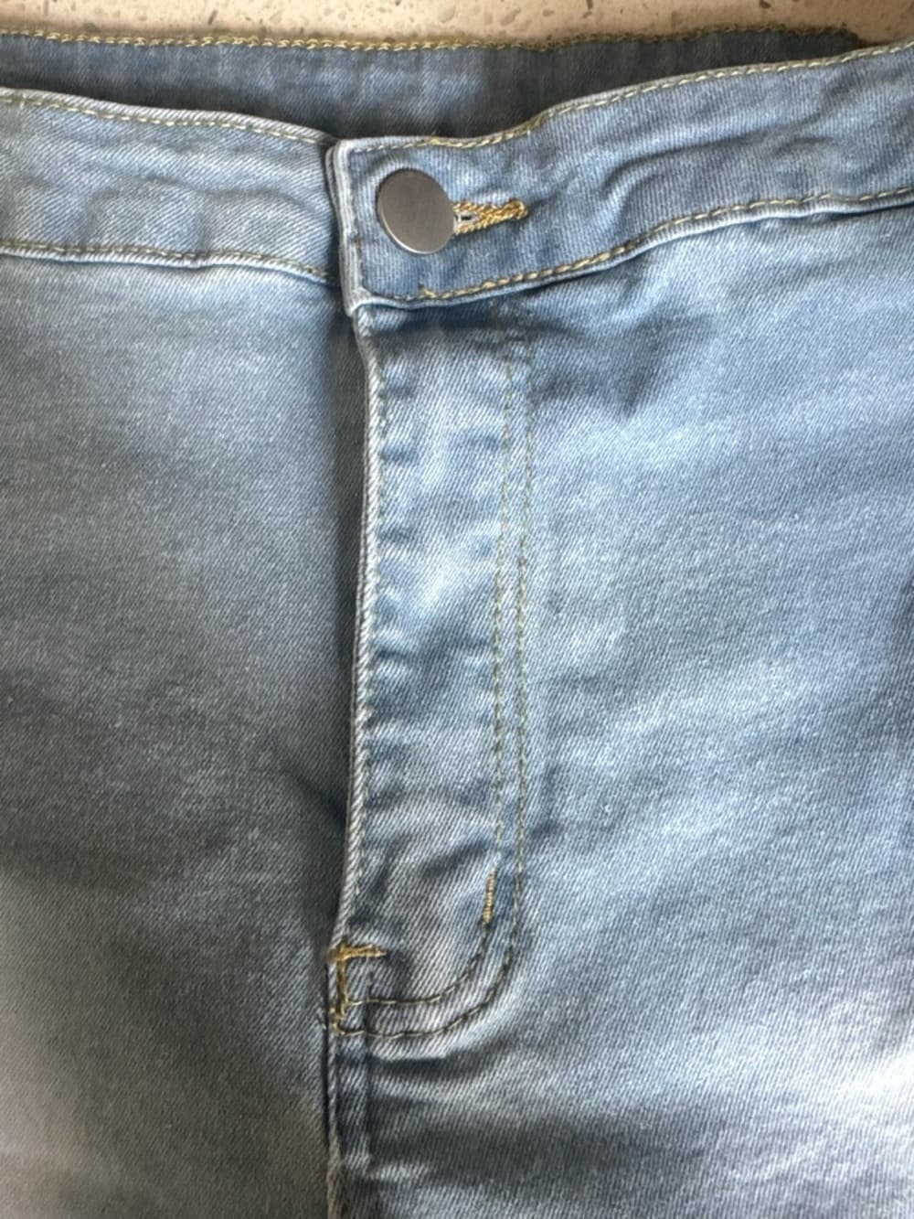 SHEIN Blue High Waisted Ripped Denim Shorts 6 Stretch Cuffed Y2K - Thumbnail 3