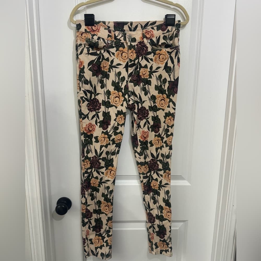 VENUS Women's Multicolor Floral Print Skinny Stretch Pants Size 10