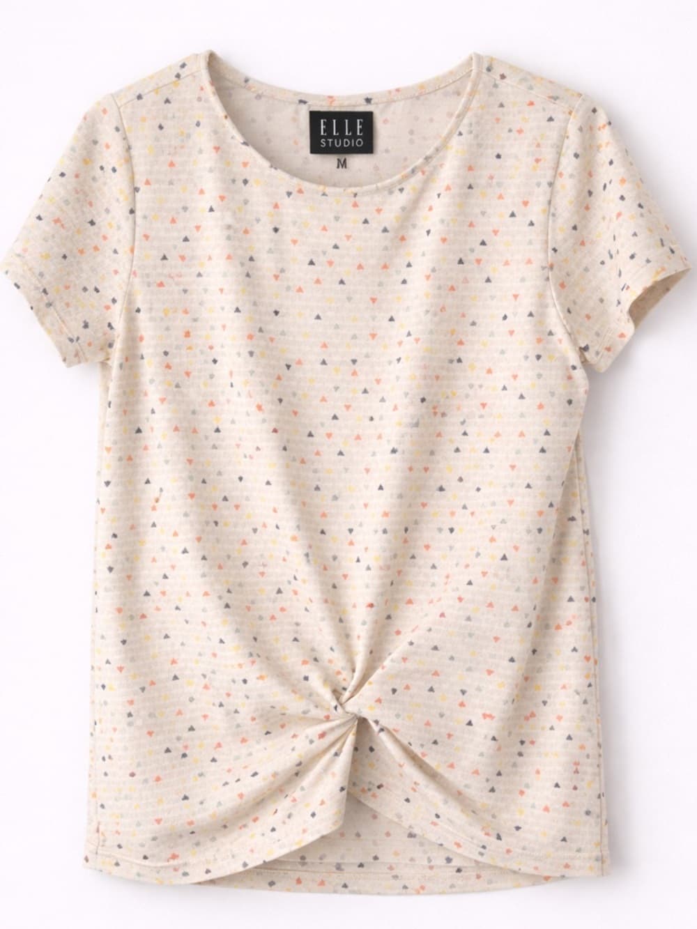 Elle Studio Beige Relaxed Fit Short Sleeve Tee Medium Neutral - Thumbnail 7
