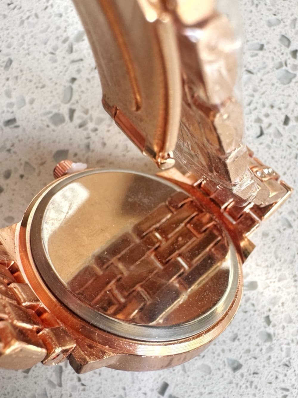 Sterling Silver Watch Rose Gold Tone Rhinestone Dial Analog Bracelet - Thumbnail 4