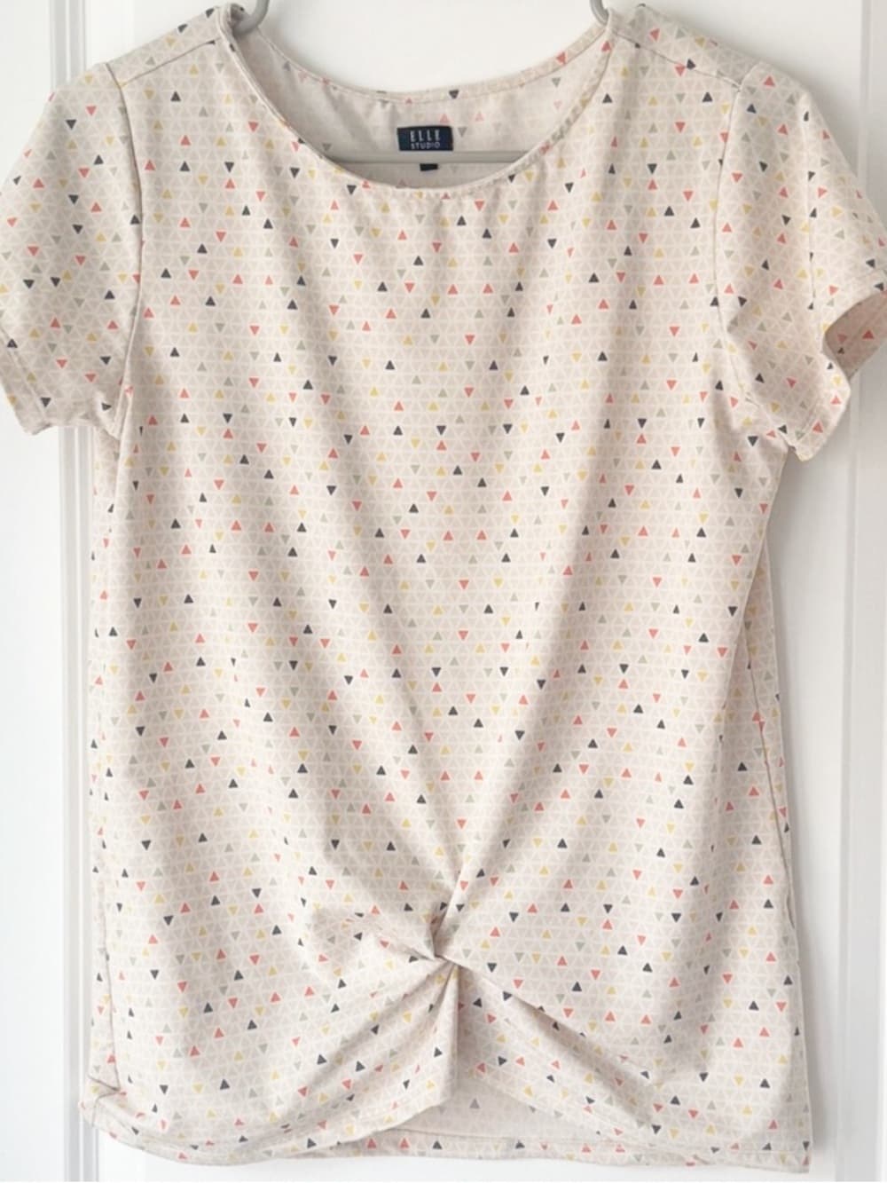 Elle Studio Beige Relaxed Fit Short Sleeve Tee Medium Neutral