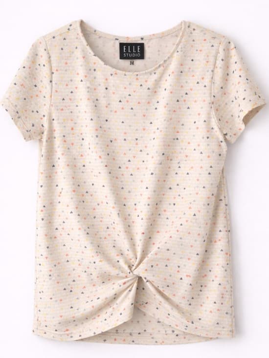 Elle Studio Beige Relaxed Fit Short Sleeve Tee Medium Neutral - Thumbnail 8